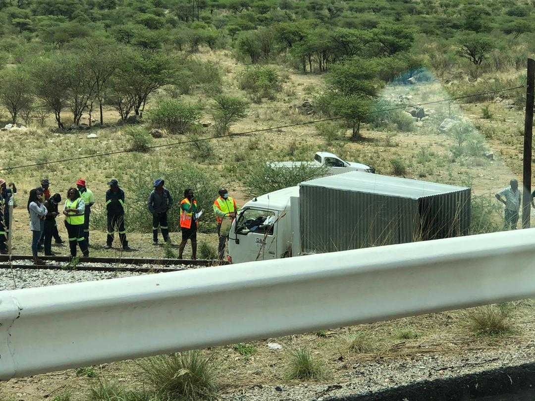 Truck veers off the bridge