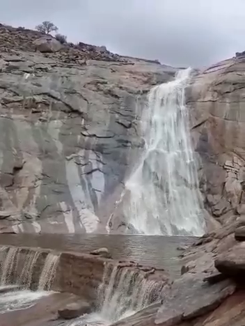 Cascading water forms another rare sight