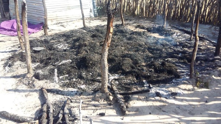 Child burning Paulus Kalomo died trapped hut fire Oshiyeleka Village