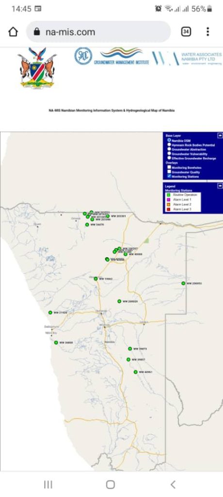 aquifers water scarcity Namibia ground water resources