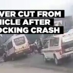 Driver cut from vehicle after shocking crash