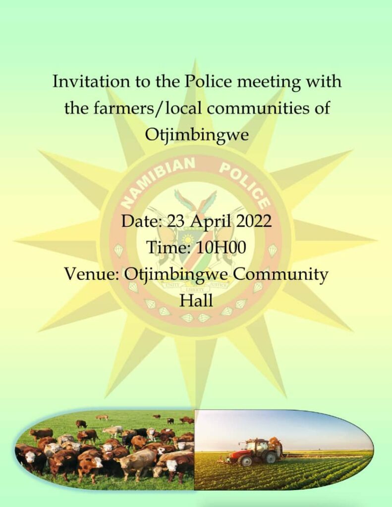 sober Namibian police farmers Otjimbingwe village farming drunk crimes