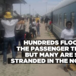 Hundreds flock to the passenger train, but many are still stranded in the north