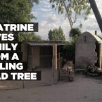 A latrine saves family from a falling dead tree