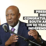 President Mbumba congratulates South Africa on 30 years of independence