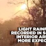 Light rainfall recorded in some interior areas, more expected