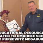Vice President Witbooi receives Pupkewitz Megabuild donation for Omaheke school