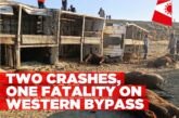 One dead, two injured after two trucks crash minutes apart on Western Bypass