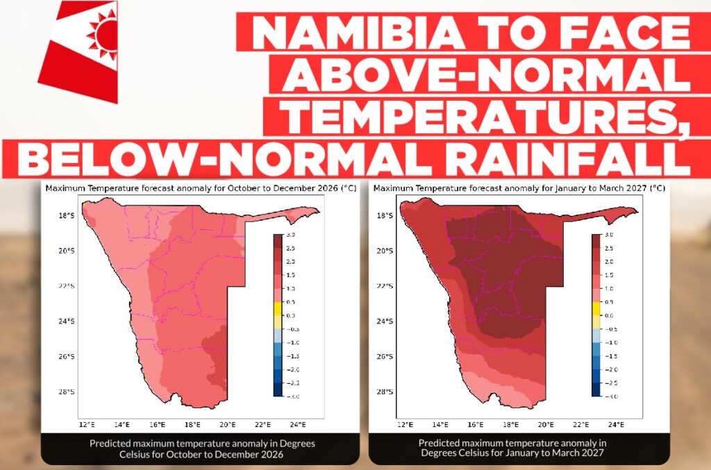 Hotter, drier season ahead for Namibia from October 2026 to March 2027