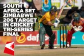 South Africa post 205/5 in T20I Cricket tri-series final
